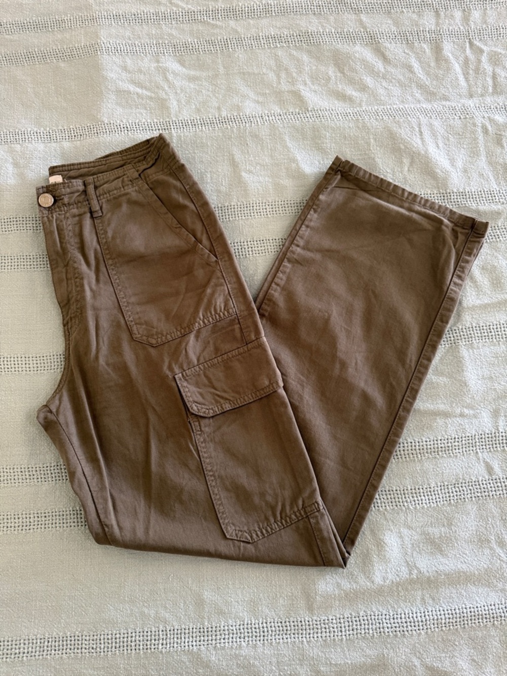 Zara Brown Straight-Leg Cargo Pants